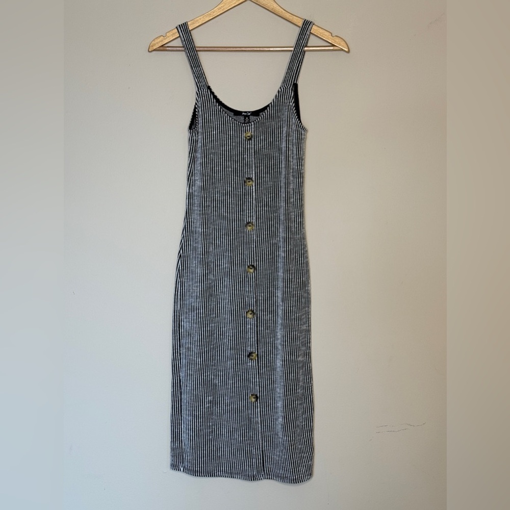 Papaya Striped Black and White Button Dress M